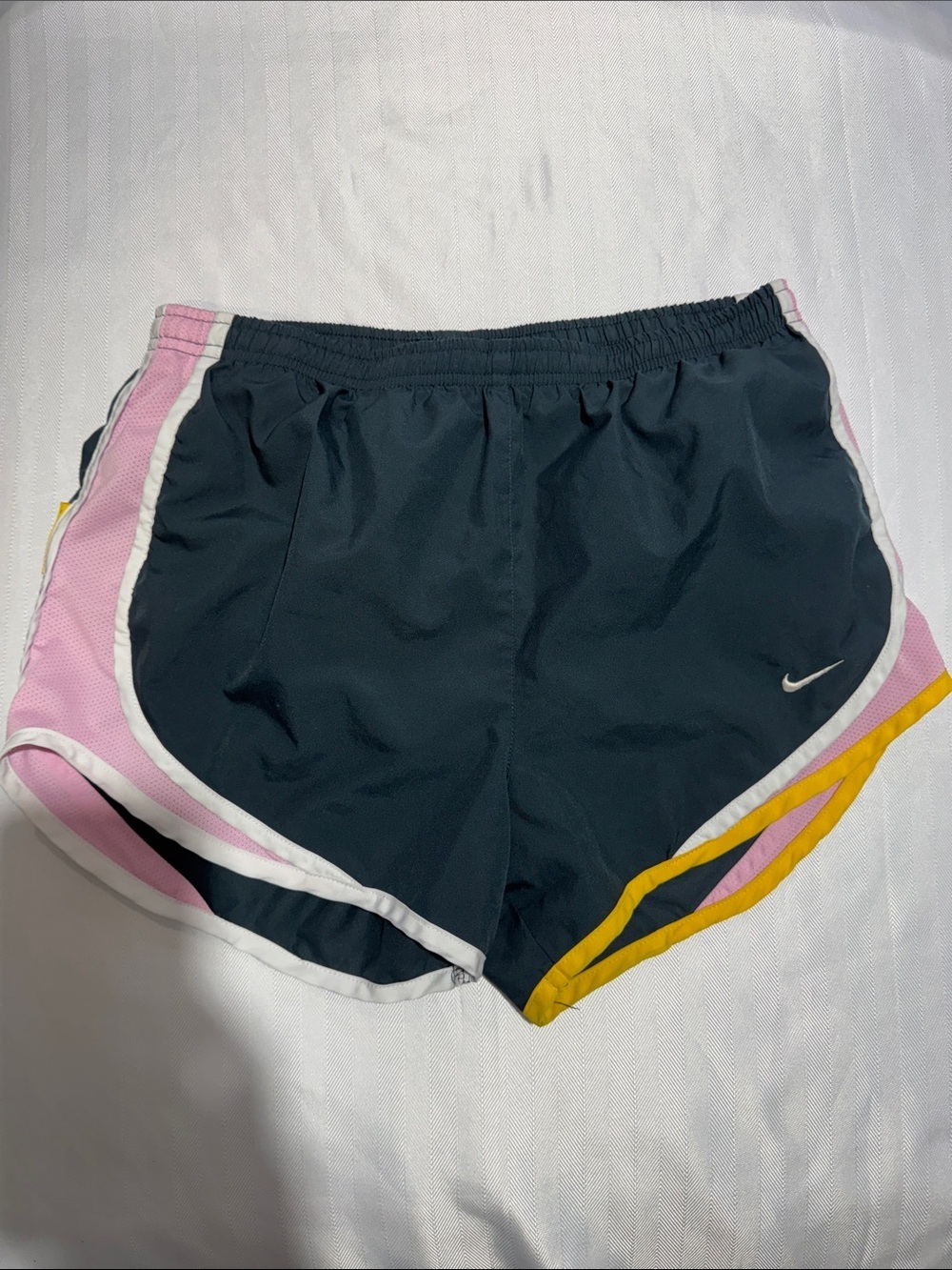 Nike Women's Black Shorts with Pink & Yellow Trim